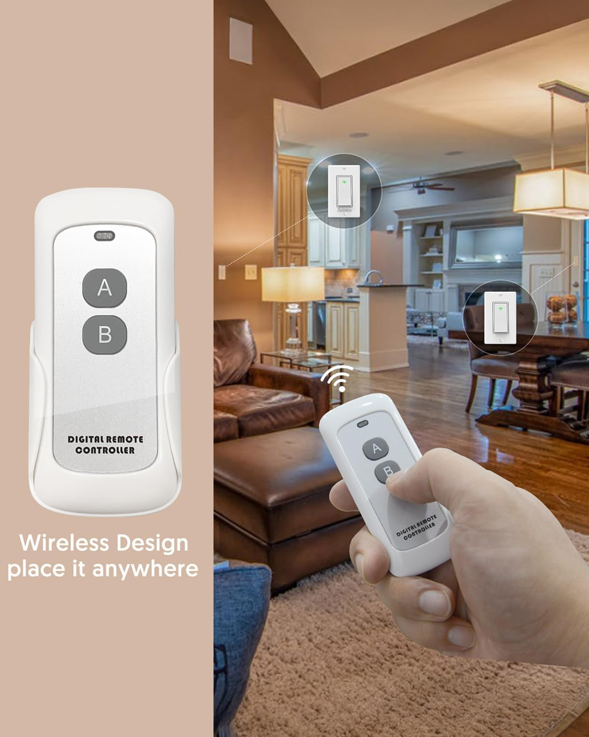 Smart Switch with App & Remote Control, Alexa Light Switch Single-Pole, 2.4Ghz Wi-Fi Timer Wall Switch Compatible with Alexa Google Home, Neutral Wire Needed, No Hub Required