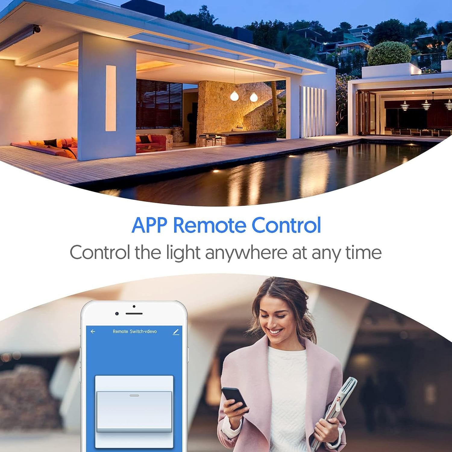 Smart Switch with App & Remote Control, Alexa Light Switch Single-Pole, 2.4Ghz Wi-Fi Timer Wall Switch Compatible with Alexa Google Home, Neutral Wire Needed, No Hub Required